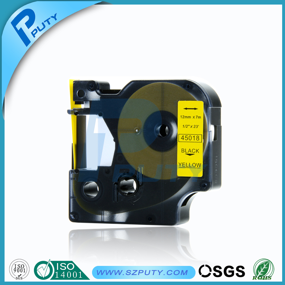 Comapatible dymo label tape black on yellow dymo 45018 for dymo label printer typewriter ribbon label