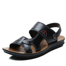 2016 New Leather Men Sandals High Quality Genuine Leather Summer Men Shoes Brand Casual Sandals For Men 2#