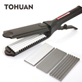 Professional 3 In 1 Corrugated Iron Hair Straightener Anti scald Flat iron Fluffy Wave Iron Adjustable