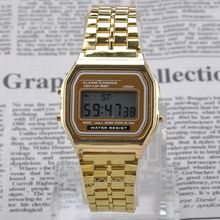 Luxury Gold Watch Metal Fashion Vintage Digital Watch Display Date Alrm Stopwatch Retro Watch Unisex Watches