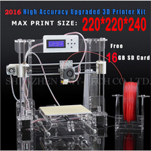 Low declaration size 220*220*240mm High Quality Precision Reprap Prusa i3 DIY LCD 3d Printer kit with 2roll Filament 16G SD card