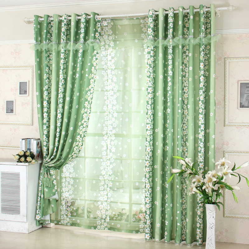 Green floral blackout curtains for mordern living room pastoral tulle sheer c Green floral blackout curtains for mordern living room pastoral tulle sheer c