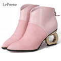 2016 Autumn And Winter Genuine Leather Boot Women Fashion Sexy Pointed Toe Short Plush Ankle Boots