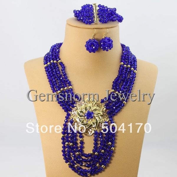 Fashion African Beads Jewelry Set 5 Rows Crystal Beads Costume Jewelry ...