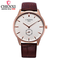 CHENXI Brand Rose Golden Watches Men Luxury Fashion Brown Leather Male Wristwatch Small Work Dial Design