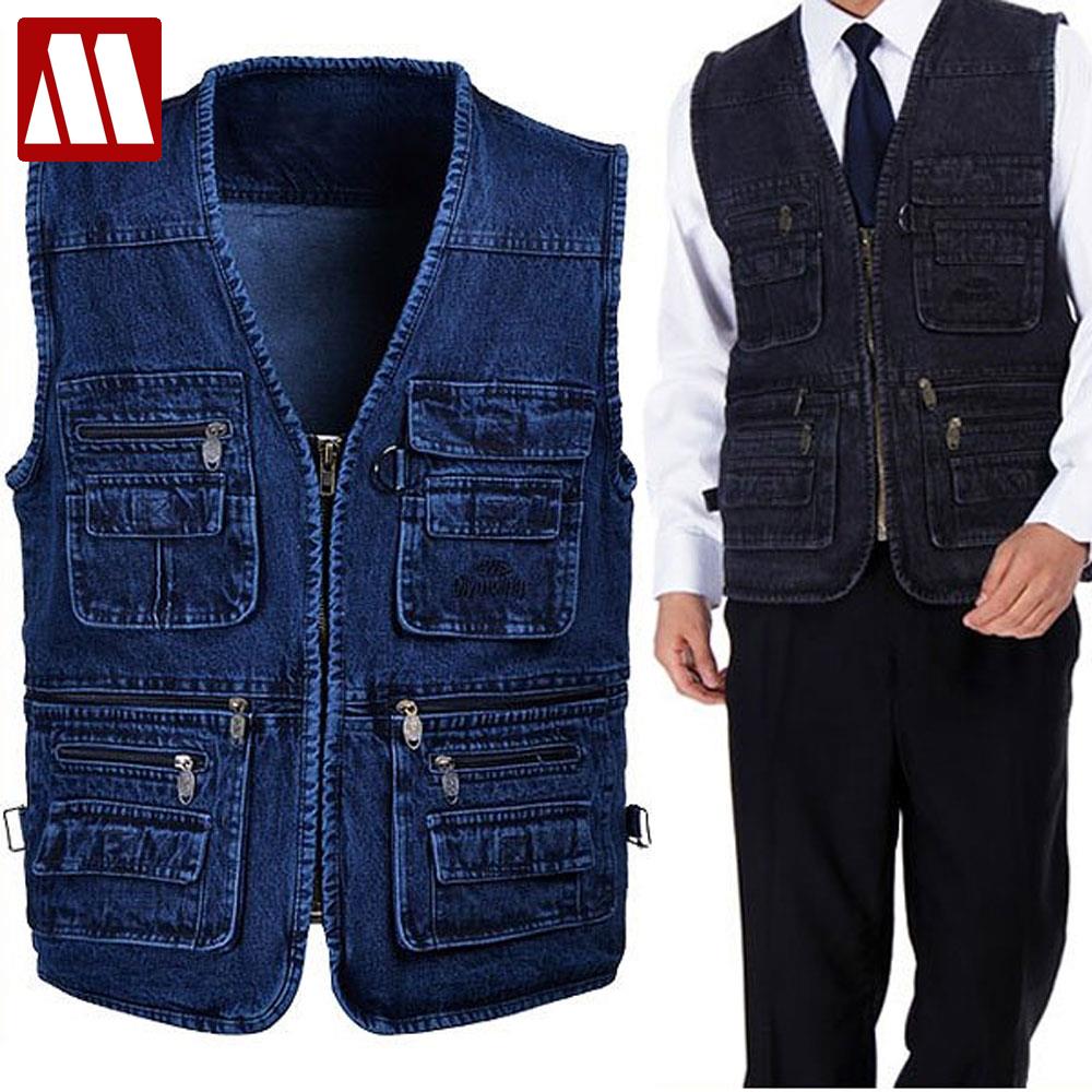 Free Shipping 80% OFF SALE MEN&#39;S Autunm casual Cotton Denim Vest coat for men jacket Multi ...