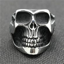 316L Stainless Steel Punk Gothic Evil Demon Skull Silver Newest ring