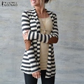 Oversized 2016 Spring Autumn Women Casual Cotton Blend Striped Thin Coat Cardigan Jacket Ladies Casual Loose