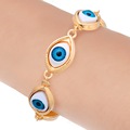 1PC Gold Plated Blue Evil goodluck blue Eye Link Bracelets 17cm