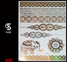 New design fashion tattoo tattoo of gold and silver necklace bracelet model products waterproof temporary tattoo Flash tattoos