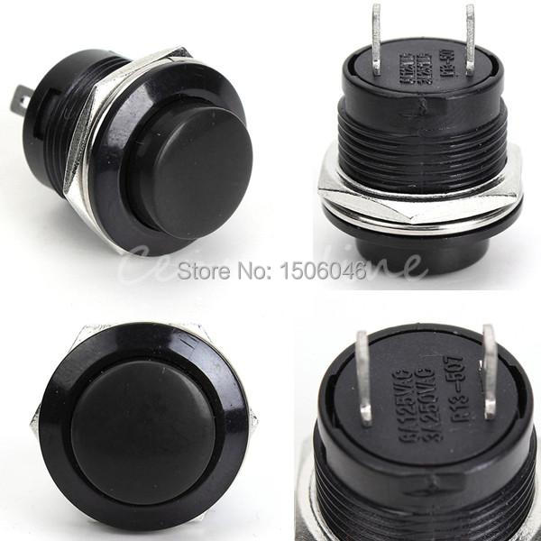 5pcs lot Push Button Switch 3A 250V off on 1 Circuit Non locking Momentary 2 Colors