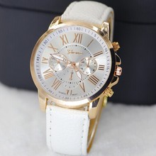 2015 Hot Sale PU Leather Quartz Casual Dress Watches Luxury Golden Geneva Women’s Watch  Cheapest Watch Fashion Relogio Gift