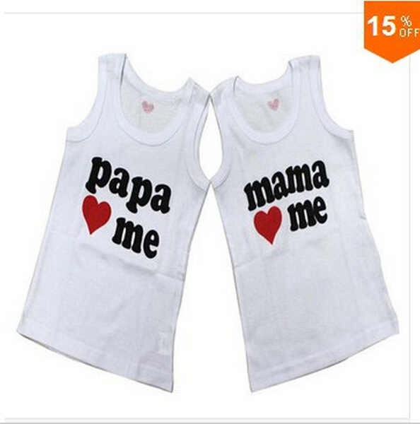Baby clothesT shirt i love papa mama daddy baby shirt T Shirt boy girl without Sleeve