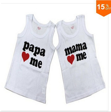 Baby clothesT shirt i love papa mama daddy baby shirt T Shirt boy girl without Sleeve