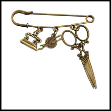 Mother’s day sewing brooch safety pin kilt pin charm brooch scissors sewing gift tailor knit ball BR002