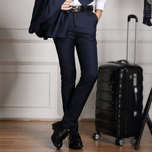 2016 New Arrival Wedding Men Suit Pants Fashion Slim Fit Brand Business Navy Blue Trousers / Male Suit Pants