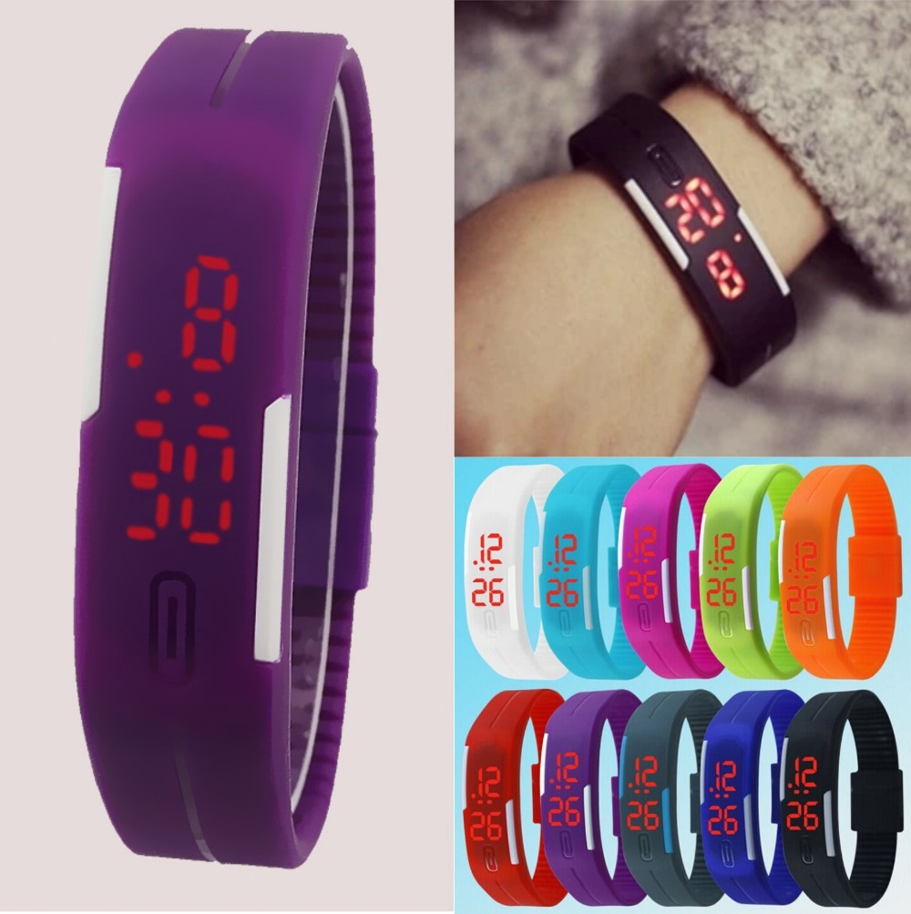New 2015 Fashion Sport LED Watches Candy Color Silicone Rubber Touch Screen Digital Watches Waterproof Bracelet