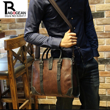 New fashion men leather pu briefcase messenger shoulder bag brands business handbag men s travel bag