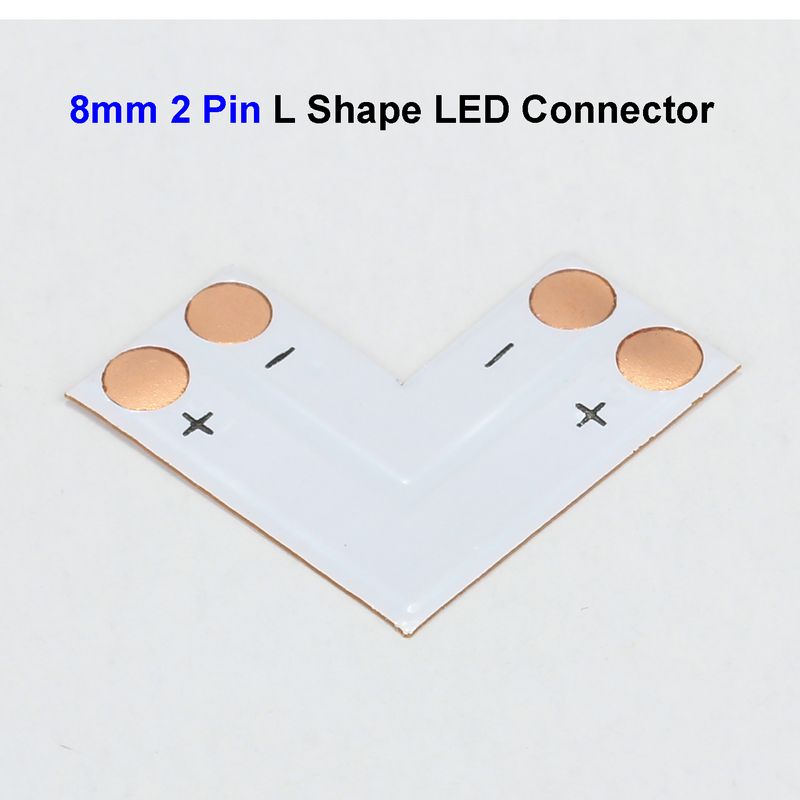 ( 500 pcs/lot ) 8mm 2 Pin 3528 LED Strip Connector Adapter L Shape For SMD 3528 3014 Single Color LED Strip Lights No Soldering