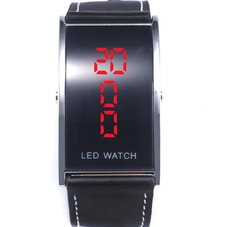 Cool Black Fashion LED Watch For Ladies Leather Bracelet Digital Wristwatches Women Boys Girls Unisex Luxury