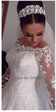 Vestidos de noiva Custom Made Handmade Tulle A line Long Sleeve Wedding Dresses 2015 Women Summer
