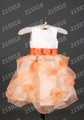 2016 Orange Hot Ball Gown Flower Girl Dress for Wedding Cap Sleeve Sleeveless Dress for Child