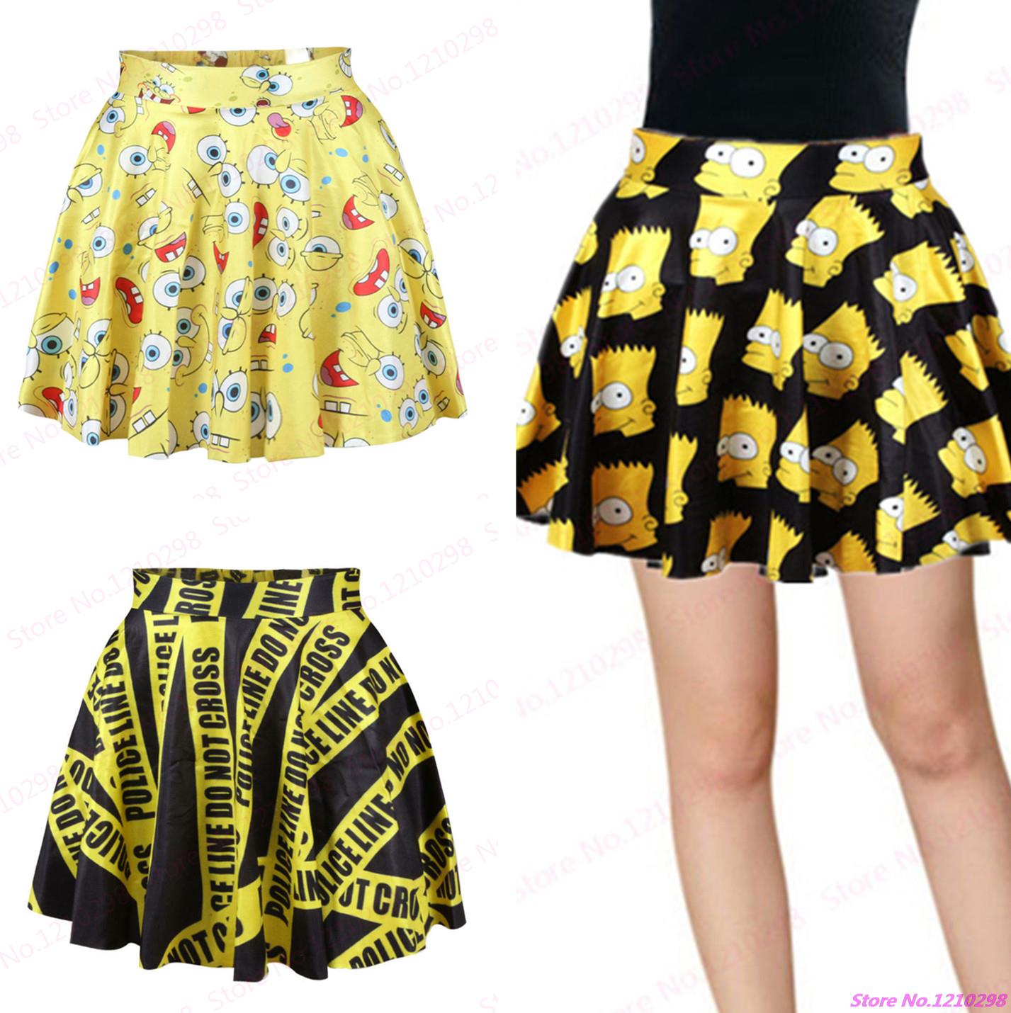 New Cartoon Tennis Short Skirts Women Pleated Yellow Skirt Summer Pettiskirt Running Miniskirt Gym Fitness Skirts