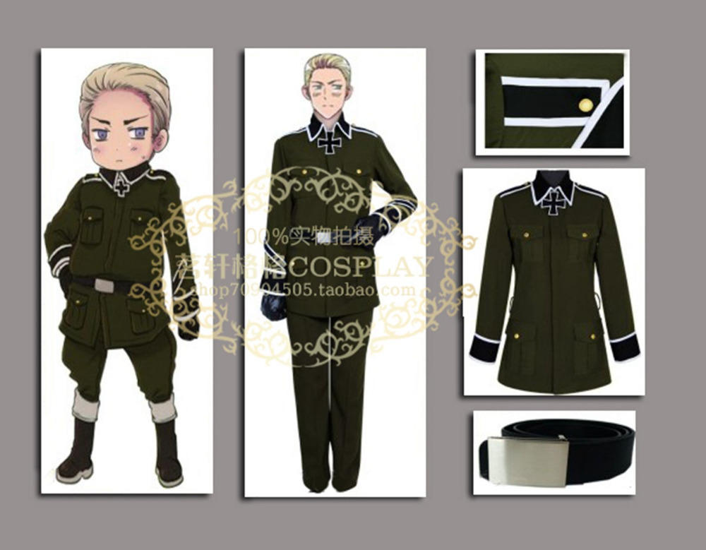 Cos Anime Axis Powers Hetalia Germany Military Uniform APH Cosplay Costume