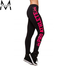 MUCHEN 2015 Sexy Women Legging Red Side Letters Sports Pants Force Exercise Elastic Fitness Running Trousers