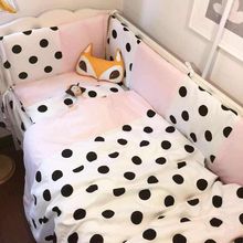 3cps/set 100% cotton Hot baby Bedding set include pillowcase flat sheet quilt cover pink blue and Polka Dot