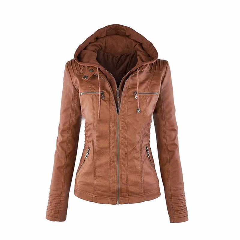 Wholesale Fashion Leather Women Jacket 2016 Ladies Hoodies Warm Jacket