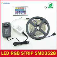 RGB LED Strip 5M 300Led 3528 SMD 24Key IR Remote Controller 12V 2A Power Adapter Flexible Light Led Tape Home Decoration Lamps