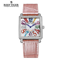Reef Tiger/RT Stylish Quartz Watches for Women Stainless Steel Watch with Diamonds Arabic Numeral Watches RGA173
