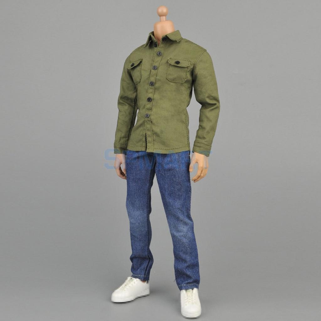 1:6 Scale Outfit White Long Sleeved Shirt for 12inch Sideshow Male Figures