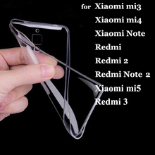 Ultra Thin Transparent Clear Soft Rubber silicon TPU For Xiaomi mi4 mi3 Redmi 2 Redmi note Hongmi Case Cover