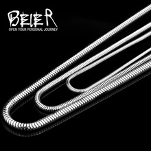 Beier New Arrival Casual Men Necklaces Silver Stainless Steel Snake Chains Necklaces Men 2 3mm Fashion Men Jewelry TGXL003