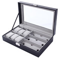 PU Leather Single Layer 6 Grids Watches Storage Boxes And 3 Grids Glasses Organizers relogio masculino