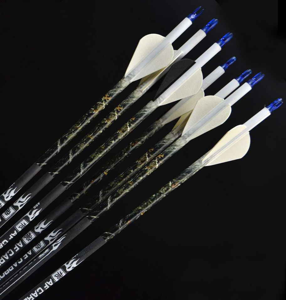 6pcs 30 Archery Carbon Arrow with Replaceable Arrows Head Fit for 40 60lbs Compound Bow Spine