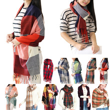 2016 Women Fashionable Winter Warm Plaid Scarf Ladies Long Wrap Shawl font b Tartan b font
