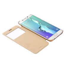 Open Window View Fashion Case For Samsung Galaxy S6 edge Plus Clear Translucent Hard Back Flip