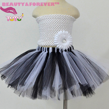 Fluffy tulle kids tutu skirt black white tutu skirt for girls 1T-8T
