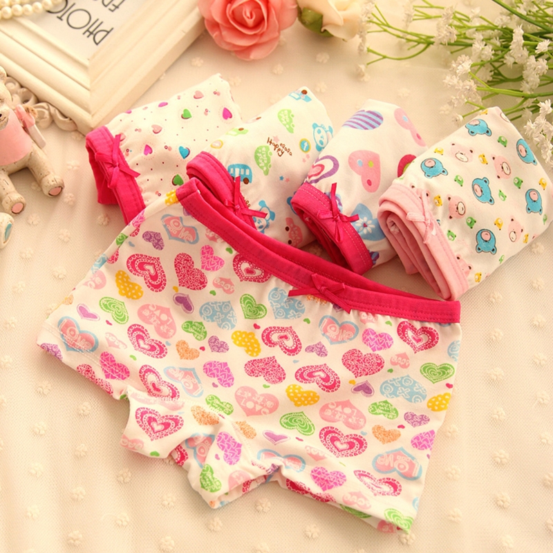 2015 New Fashion 4 Pcs Cotton Children Panties Girls Briefs Female Child Underwear Lovely Cartoon Panties