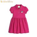 family matching clothes mother daughter dress summer Polo dresses embroidery Cat Flower mama bear costume mom
