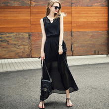 2016 summer dresses and women chiffon dress code women’s wear sleeveless Bohemian condole belt girl dress