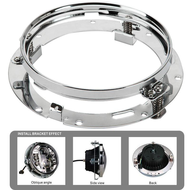 7" Motorcycle Headlight Mounting Ring Bracket 156351 8 9750MR Silver