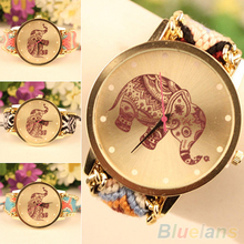 Vintage elefante tejida patrón del análogo de cuarzo pulsera relojes de pulsera brazalete 2MZY