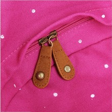12 color Cute Korean style double Shoulder book Bags fashion girls women canvas Dots schoolbag middle