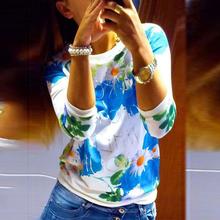 New Women Lady Floral Tops Blouse Fashion Slim Vogue Sexy Sweet Casual Outwear Jumper Pullover