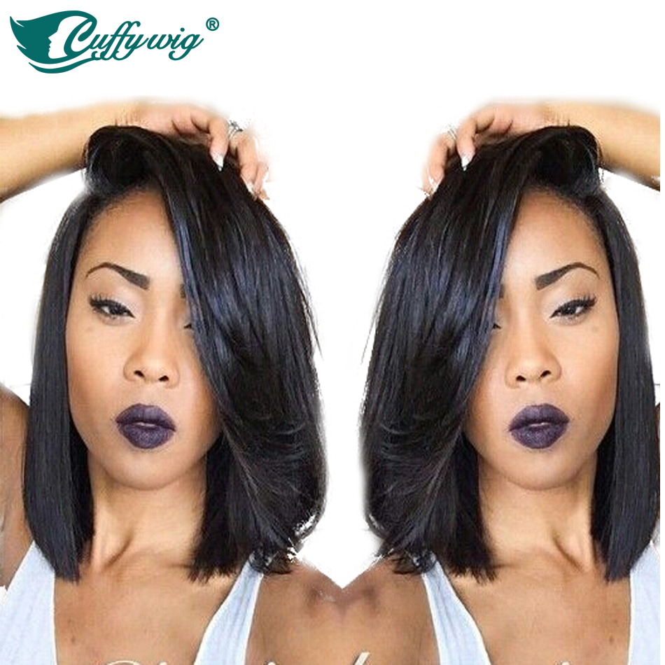 10''-16'' Natural Straight Indian Remy Full Lace wigs Human Hair Short Bob Straight Wigs With Baby Hair for black women