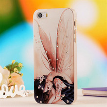 Rose Flower Pattern,5S Fashion 3D Diamond Dimensional Relief Painted Case Cover for iPhone 5 5S Mobile Phone Bag